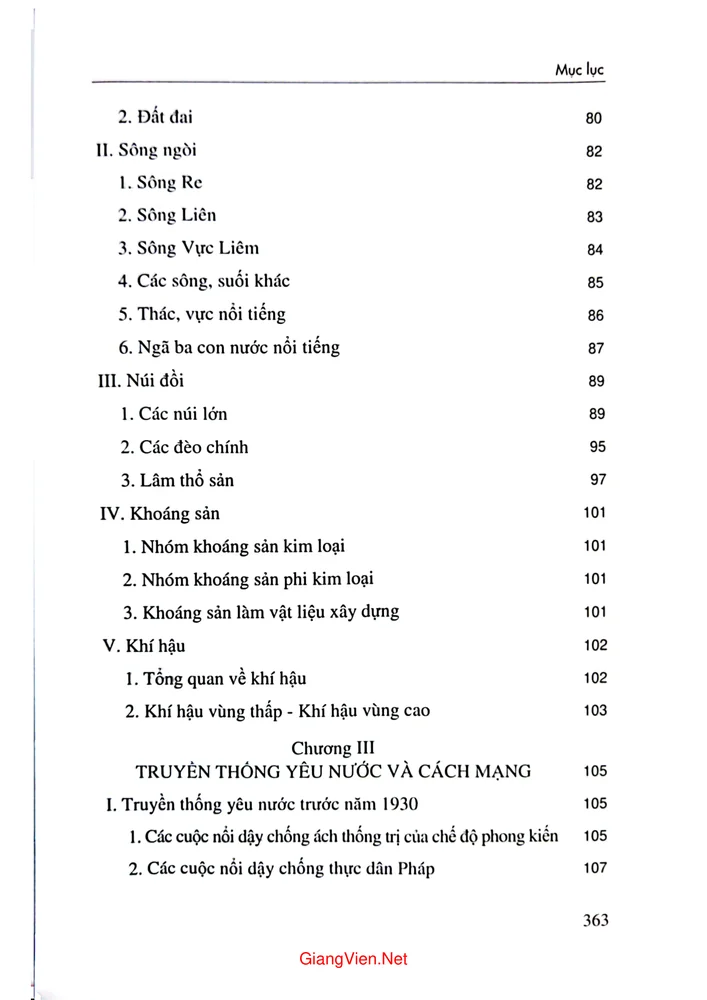 Mục lục chi tiết trang 2 sách Ba Tơ đất nước con người