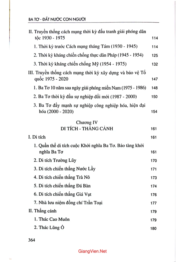 Mục lục chi tiết trang 3 sách Ba Tơ đất nước con người