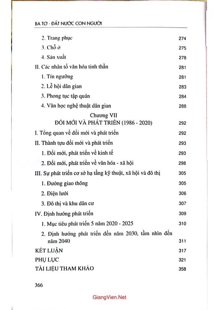 Mục lục chi tiết trang 5 sách Ba Tơ đất nước con người