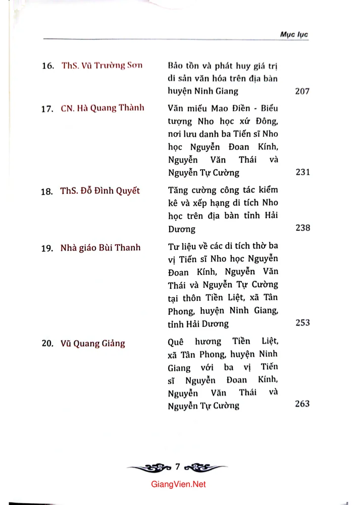 Trang 3 - Ảnh minh họa nội dung sách Ba vị tiến sĩ nho học họ Nguyễn làng Tiền Liệt với vùng đất Ninh Giang - Hải Dương (Kỷ yếu hội thảo khoa học)