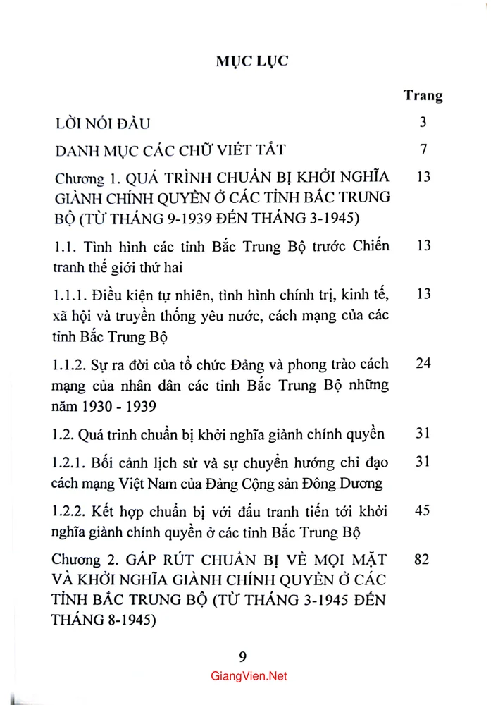 Trang bìa chính thức sách Cách mạng tháng tám năm 1945 ở các tỉnh Bắc Trung bộ