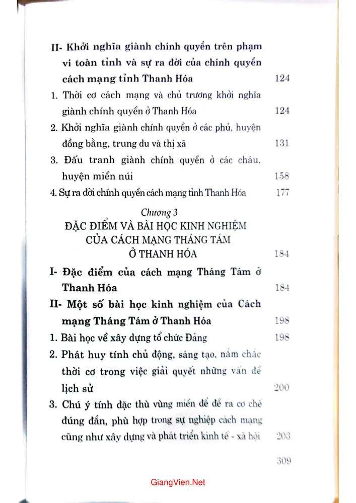 Mục lục chi tiết trang 2 sách Cách mạng tháng tám năm 1945 ở Thanh Hóa