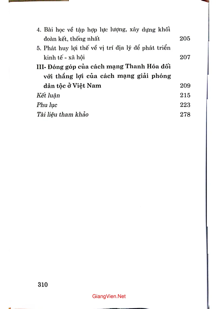 Mục lục chi tiết trang 3 sách Cách mạng tháng tám năm 1945 ở Thanh Hóa