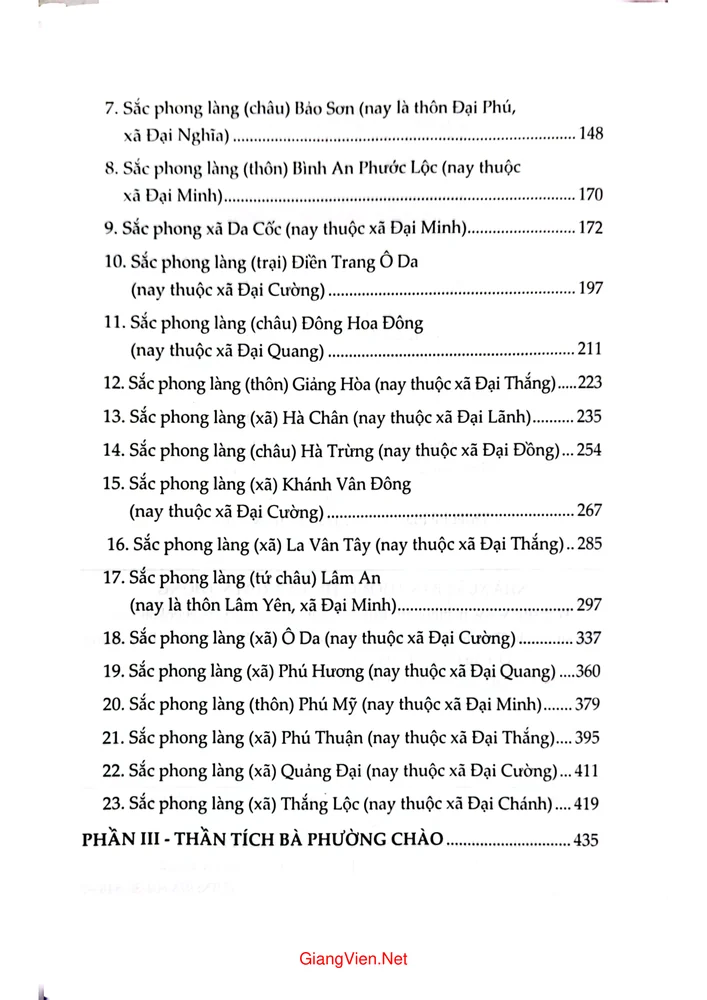 Mục lục chi tiết trang 2 sách Di sản Hán Nôm huyện Đại Lộc (Văn bia, Sắc phong, Thần tích)