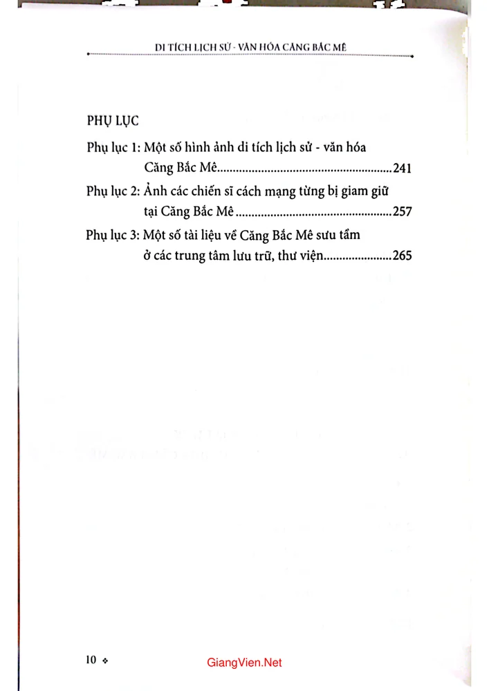 Mục lục chi tiết trang 3 sách Di tích Lịch sử - Văn hóa Căng Bắc Mê (xã Yên Cường, huyện Bắc Mê, tỉnh Hà Giang