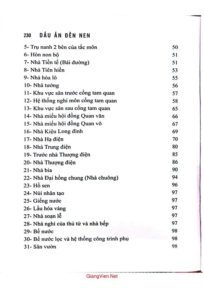 Mục lục chi tiết trang 1 sách Dấu ấn đền Nen