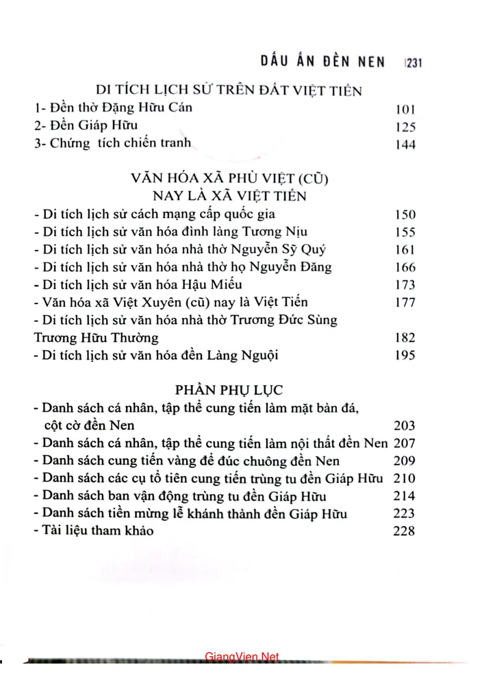 Mục lục chi tiết trang 2 sách Dấu ấn đền Nen