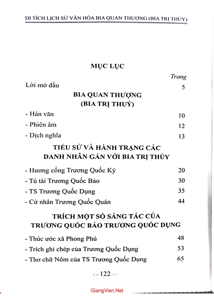 Trang bìa chính thức sách Di tích lịch sử văn hóa bia Quan Thượng (Bia trị Thủy)