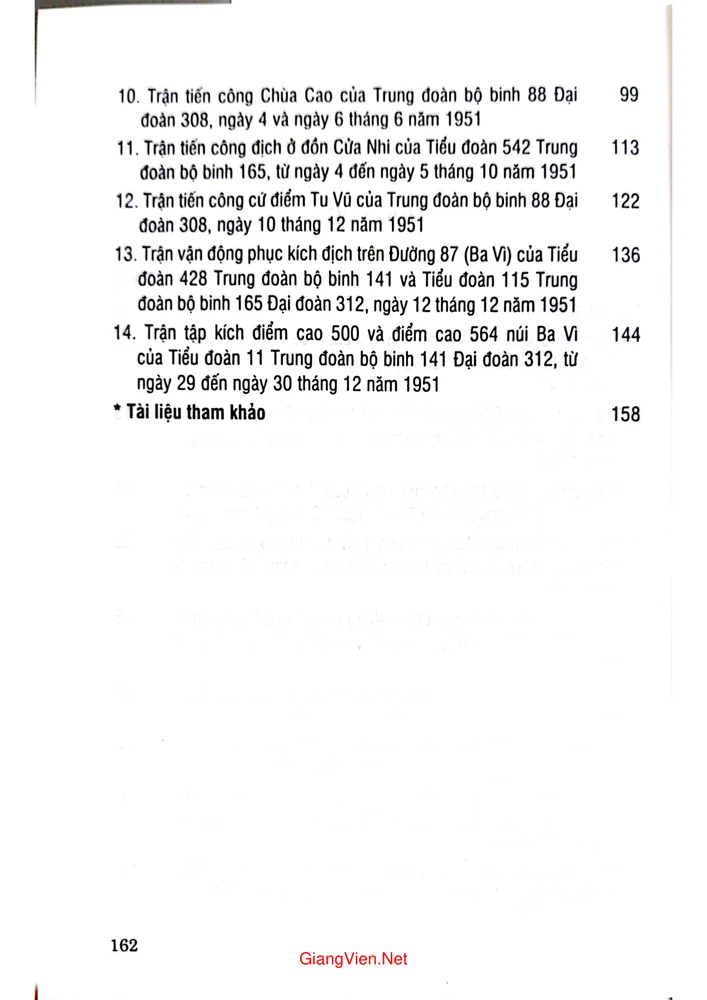 Mục lục chi tiết trang 1 sách Một số trận đánh trong kháng chiến chống Thực dâp Pháp (1945-1954)