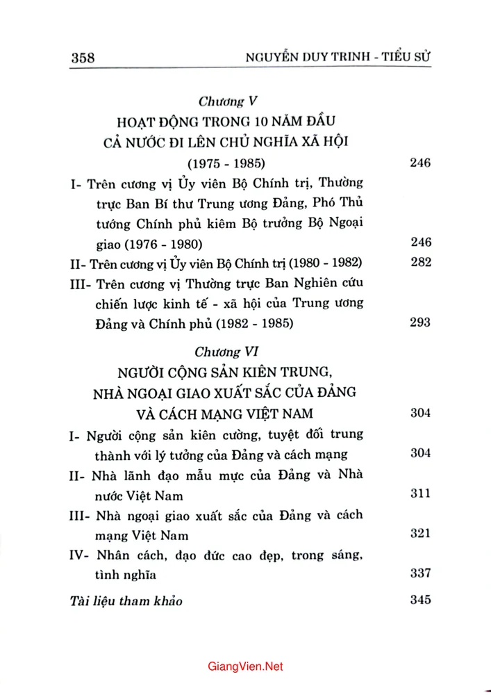 Mục lục chi tiết trang 2 sách Nguyễn Duy Trinh tiểu sử
