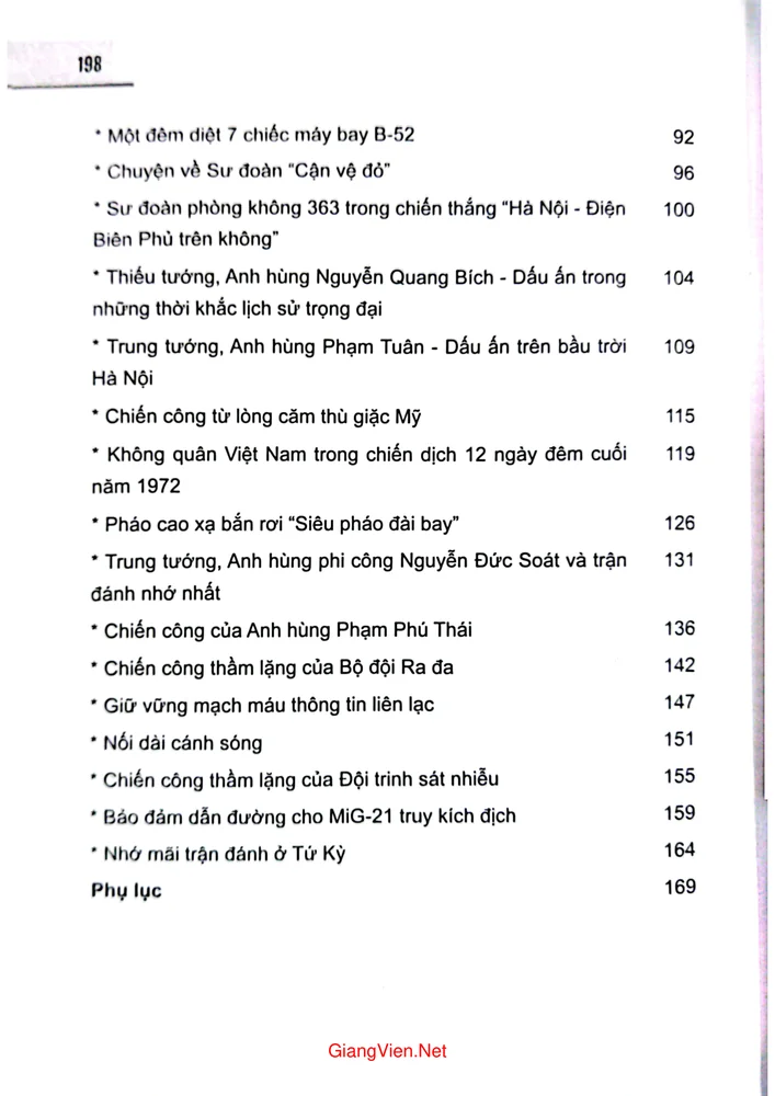 Mục lục chi tiết trang 1 sách Niềm tin và sức mạnh chiến thắng B-52