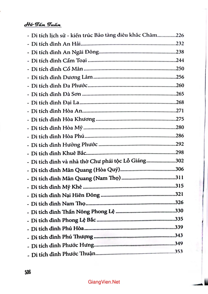 Mục lục chi tiết trang 1 sách Đà Nẵng - Di tích và Danh thắng