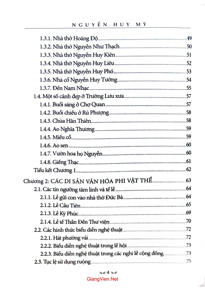 Mục lục chi tiết trang 1 sách Di sản văn hóa Trường Lưu - Từ làng quê ra thế giới