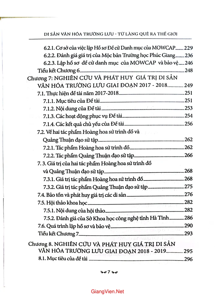 Mục lục chi tiết trang 4 sách Di sản văn hóa Trường Lưu - Từ làng quê ra thế giới
