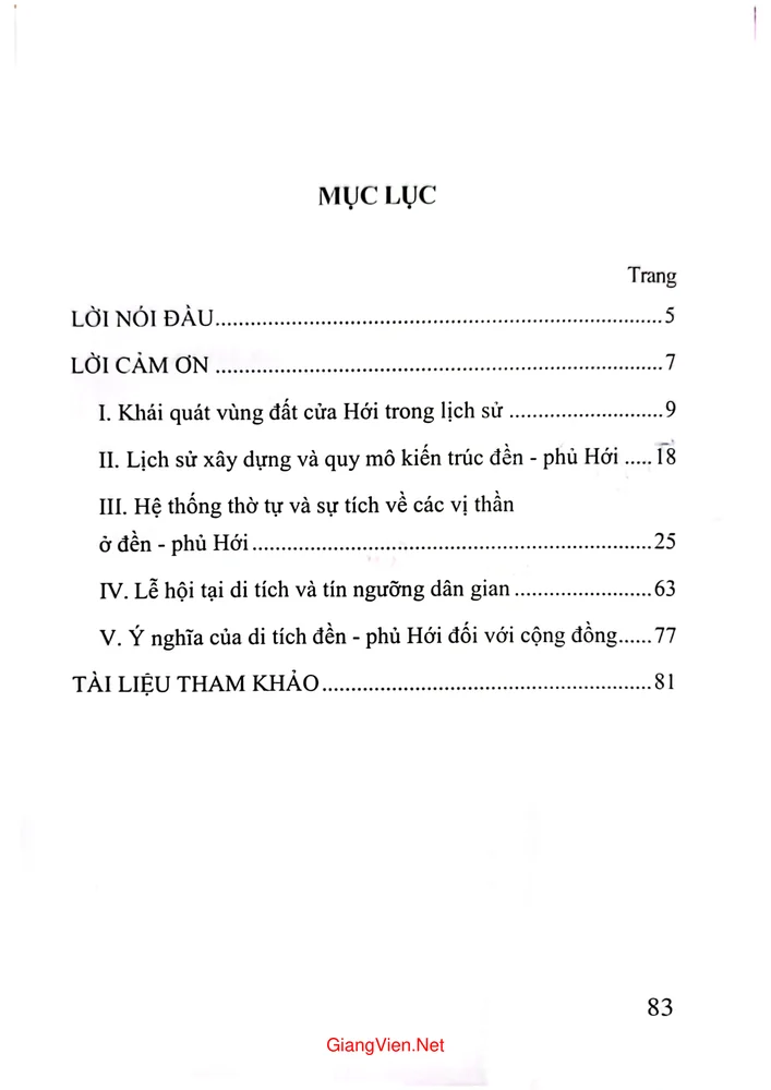 Trang bìa chính thức sách Di tích lịch sử văn hóa Đền - Phủ Hới