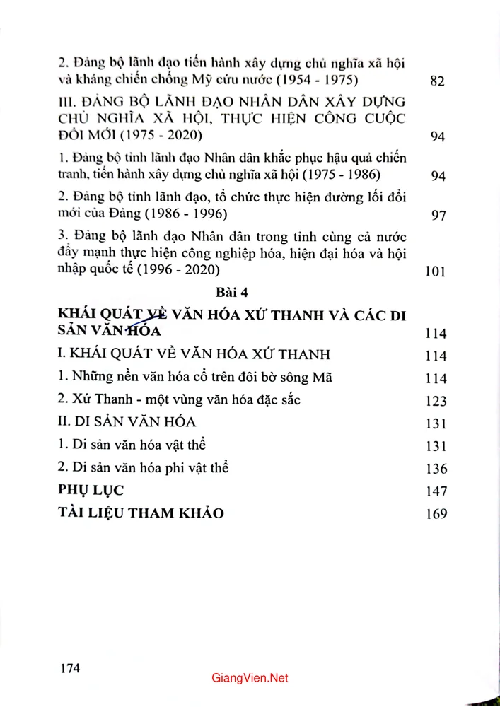 Mục lục chi tiết trang 2 sách Giáo dục lịch sử văn hóa tỉnh Thanh Hóa
