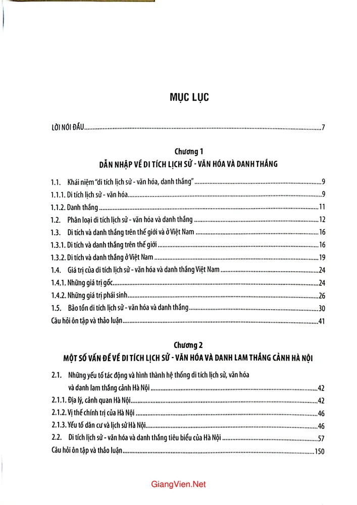 Trang bìa chính thức sách Giáo trình Di tích lịch sử - Văn hóa và Danh thắng Hà Nội