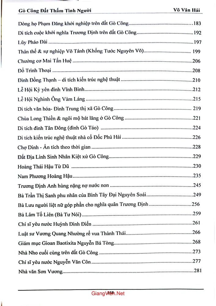 Mục lục chi tiết trang 1 sách Gò Công - Đất thấm tình người