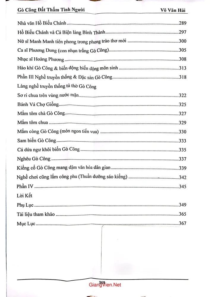 Mục lục chi tiết trang 2 sách Gò Công - Đất thấm tình người