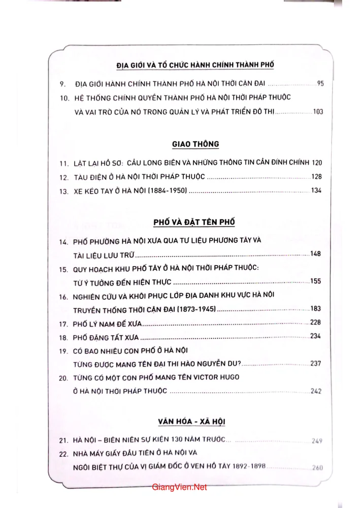 Mục lục chi tiết trang 1 sách Hà Nội thời cận đại - Từ nhượng địa đến thành phố (1873 - 1945)