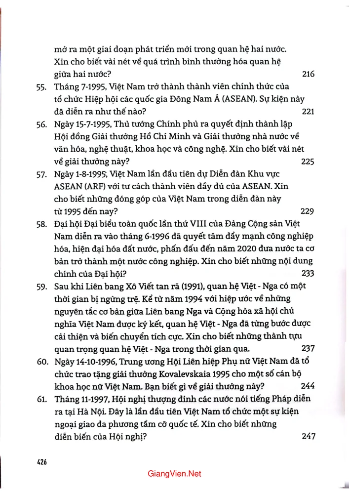 Mục lục chi tiết trang 6 sách Hỏi đáp Lịch sử Việt Nam - Việt Nam, hành trình xây dựng và phát triển ( Từ 1975 đến nay)