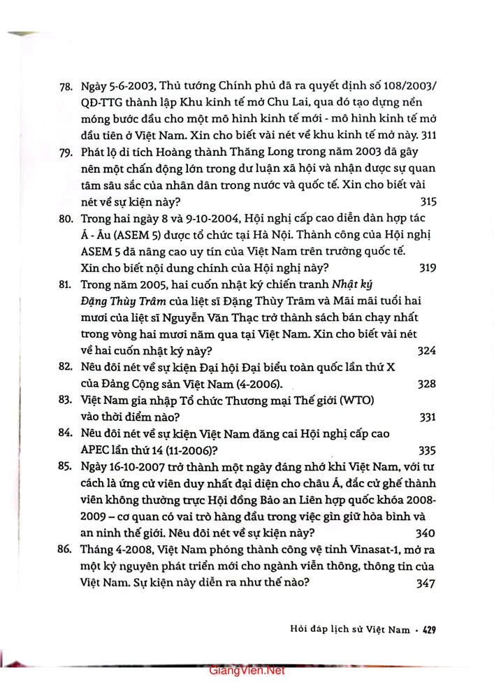 Mục lục chi tiết trang 9 sách Hỏi đáp Lịch sử Việt Nam - Việt Nam, hành trình xây dựng và phát triển ( Từ 1975 đến nay)