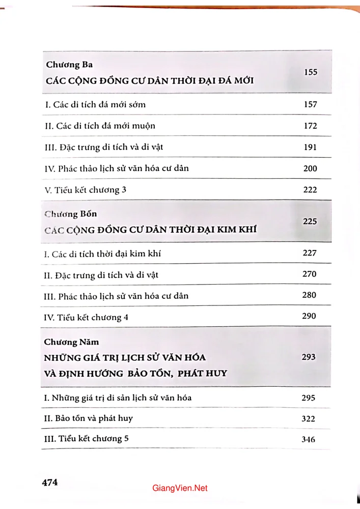 Mục lục chi tiết trang 1 sách Khảo cổ học - Tiền sử và cơ sở vùng lòng hồ thủy điện Sơn La