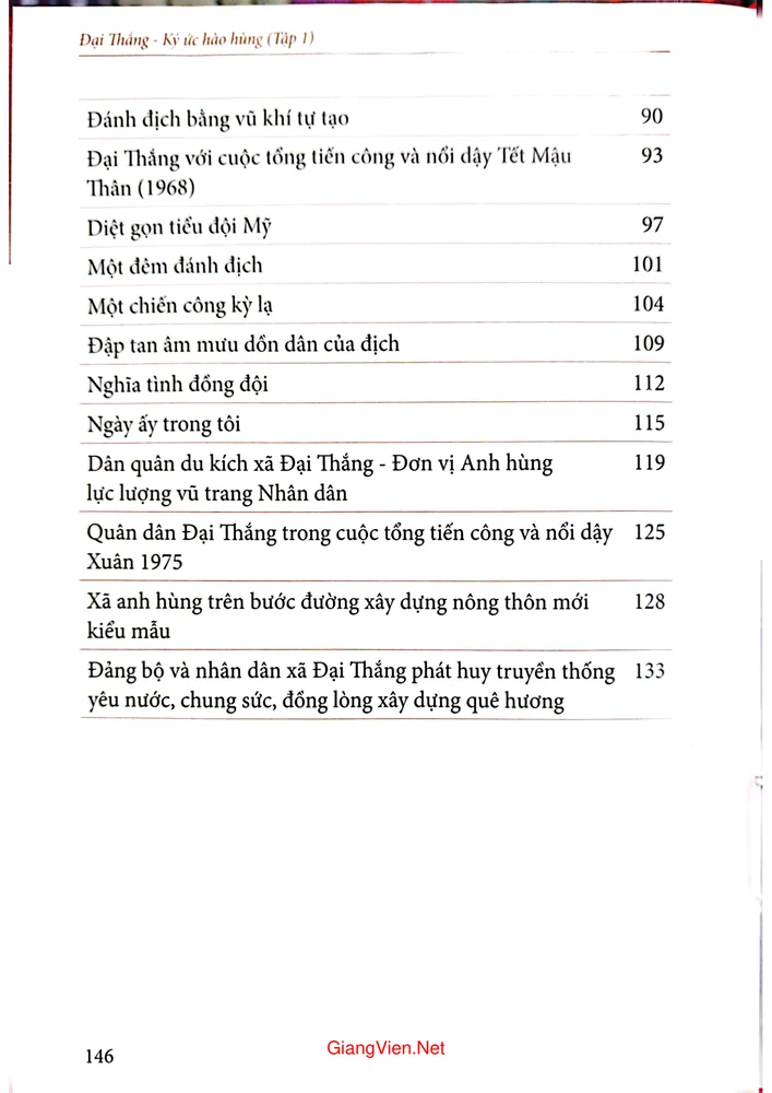 Mục lục chi tiết trang 1 sách Đại thắng - Ký ức hào hùng