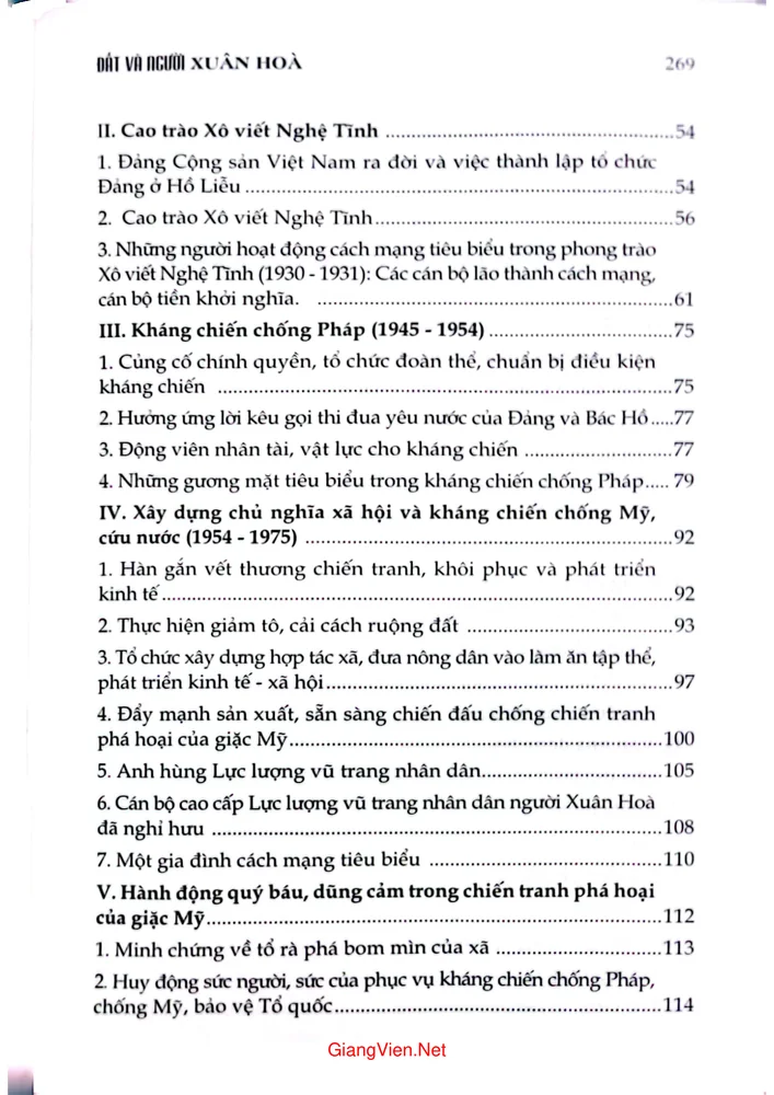 Mục lục chi tiết trang 1 sách Đất và Người Xuân Hòa