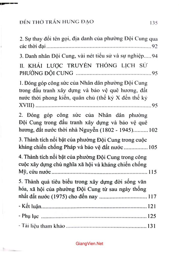 Mục lục chi tiết trang 2 sách Đền thờ Trần Hưng Đạo (phường Đội Cung, thành phố Vinh)