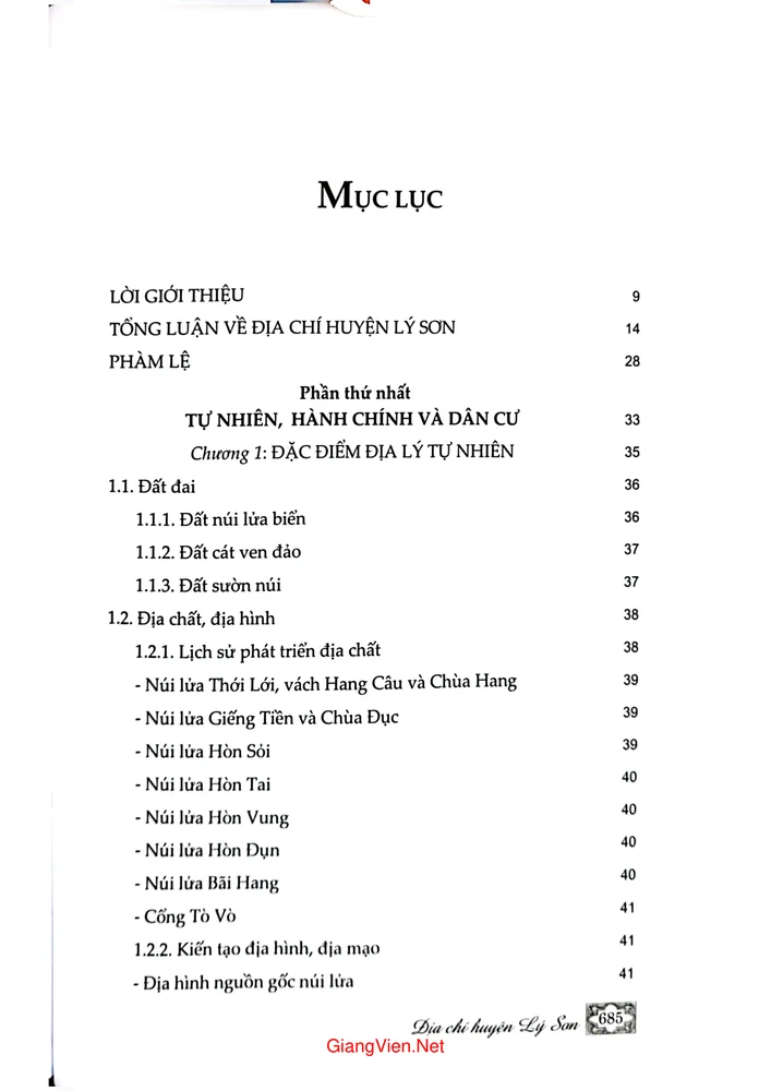 Trang 1 - Ảnh minh họa nội dung sách Địa chí huyện Lý Sơn