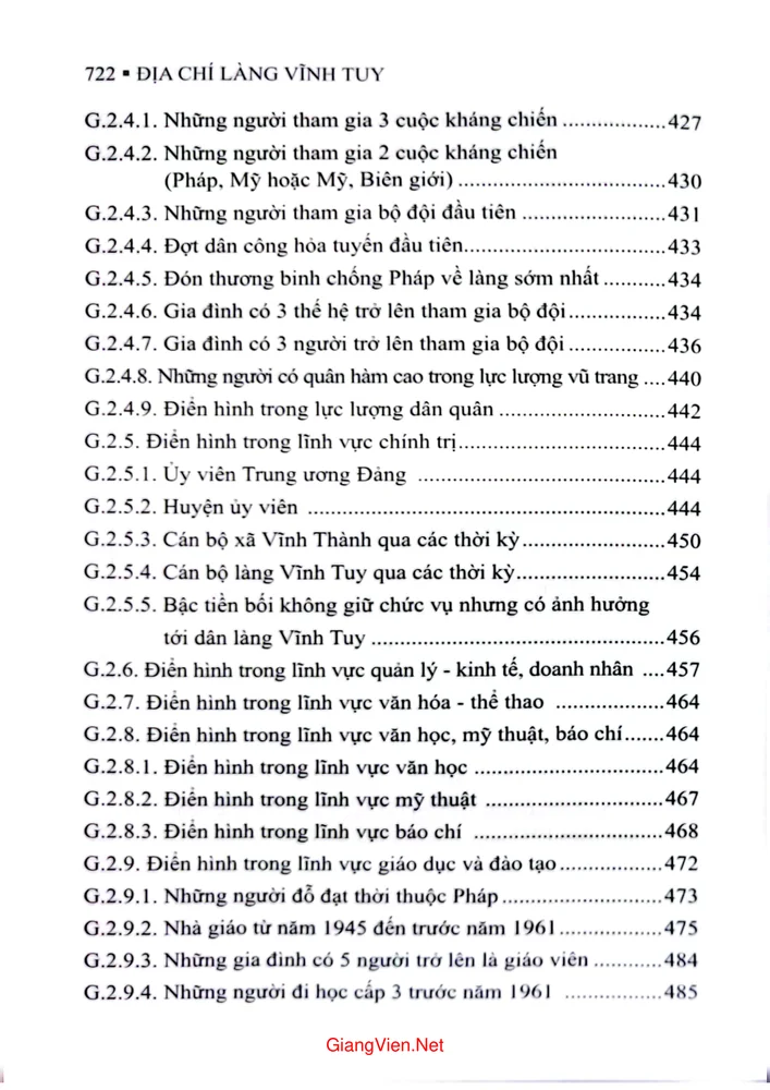 Mục lục chi tiết trang 10 sách Địa chí làng Vĩnh Tuy