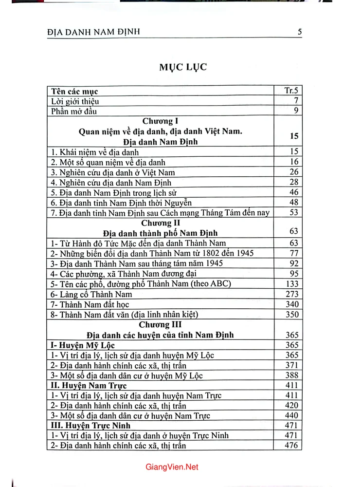 Trang 1 - Ảnh minh họa nội dung sách Địa danh Nam Định