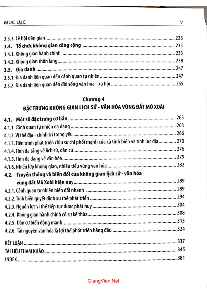 Mục lục chi tiết trang 2 sách Không gian Lịch sử Văn hóa vùng đất Mô Xoài