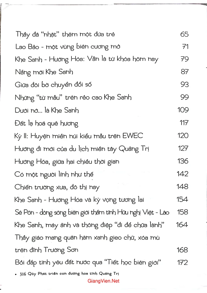 Mục lục chi tiết trang 1 sách Ký ức Khe Sanh