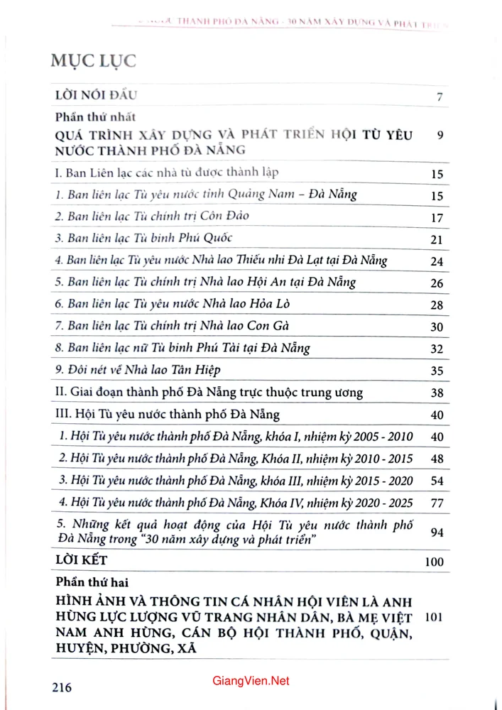 Trang 1 - Ảnh minh họa nội dung sách Kỷ yếu hội tù yêu nước thành phố Đà Nẵng ba mươi năm xây dựng và phát triển