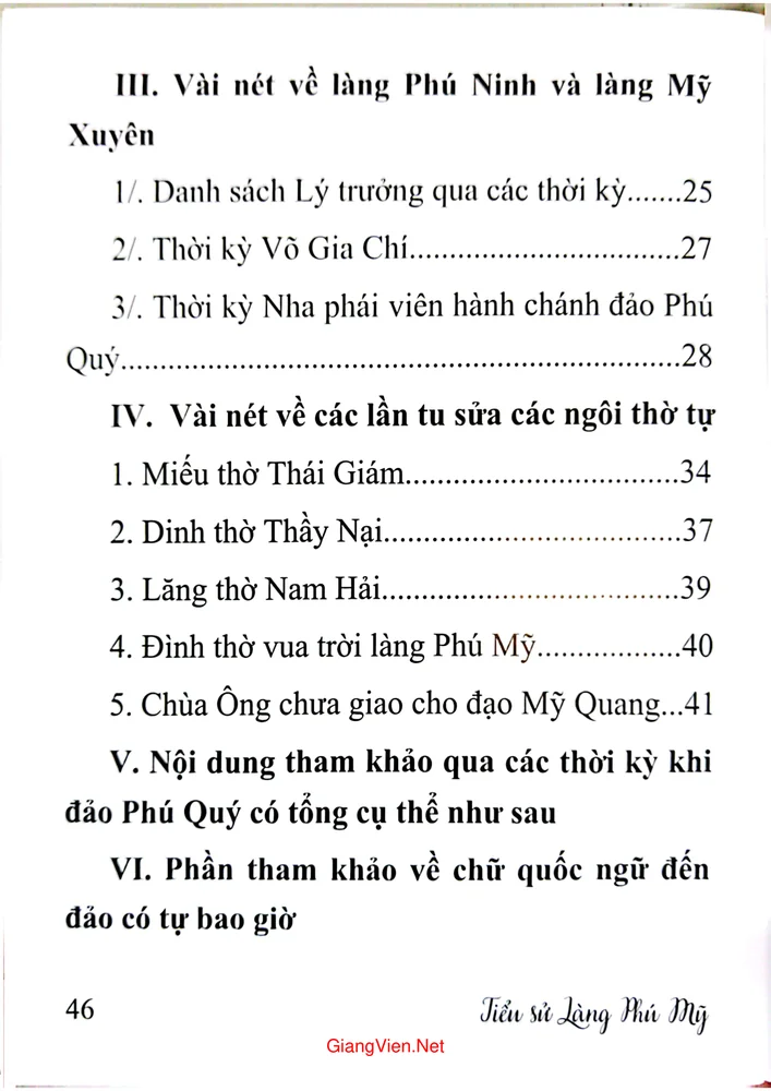 Trang 2 - Ảnh minh họa nội dung sách Kỷ yếu tiểu sử làng Phú Mỹ qua các thời kỳ