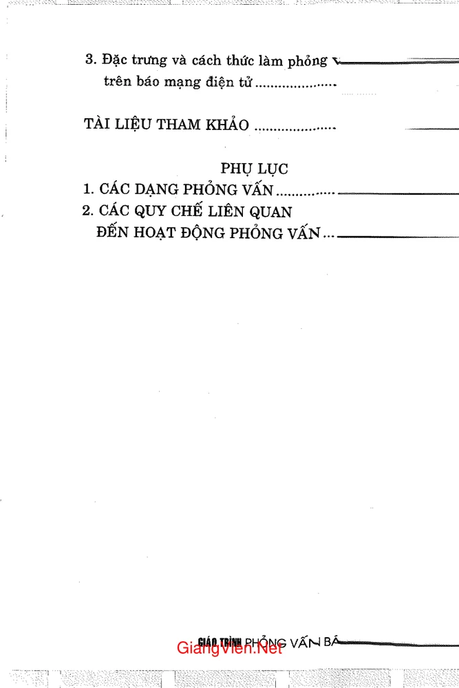 Trang 3 - Ảnh minh họa nội dung sách Giáo trình phỏng vấn báo chí
