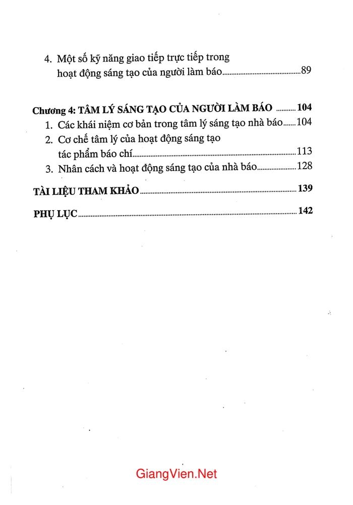 Mục lục chi tiết trang 1 sách Giáo trình tâm lý học báo chí