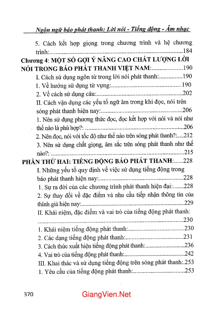 Trang 3 - Ảnh minh họa nội dung sách Ngôn ngữ Báo phát thanh-  Lời nói, tiếng động, âm nhạc
