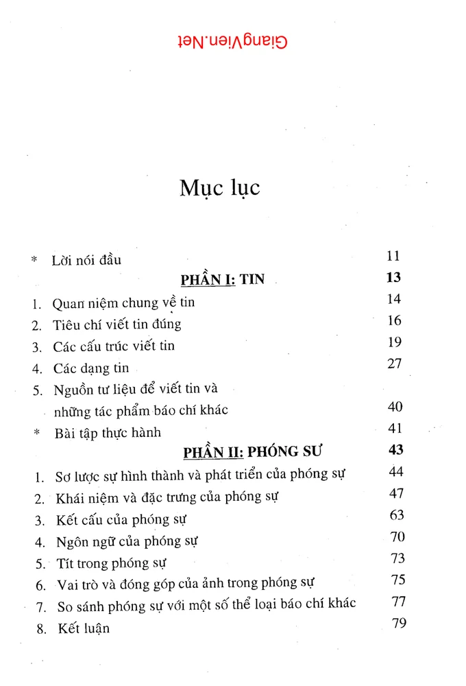 Trang 1 - Ảnh minh họa nội dung sách Thể loại báo chí