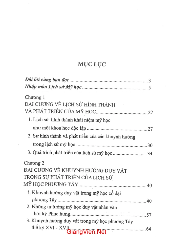 Trang 1 - Ảnh minh họa nội dung sách Giáo trình đại cương về những khuynh hướng cơ bản trong lịch sử mỹ học