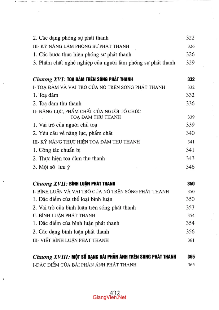 Mục lục chi tiết trang 8 sách Báo phát thanh