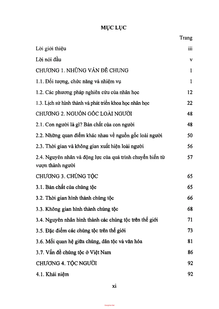 Trang 1 - Ảnh minh họa nội dung sách Nhân học đại cương (tác giả Nguyễn Văn Mạnh)