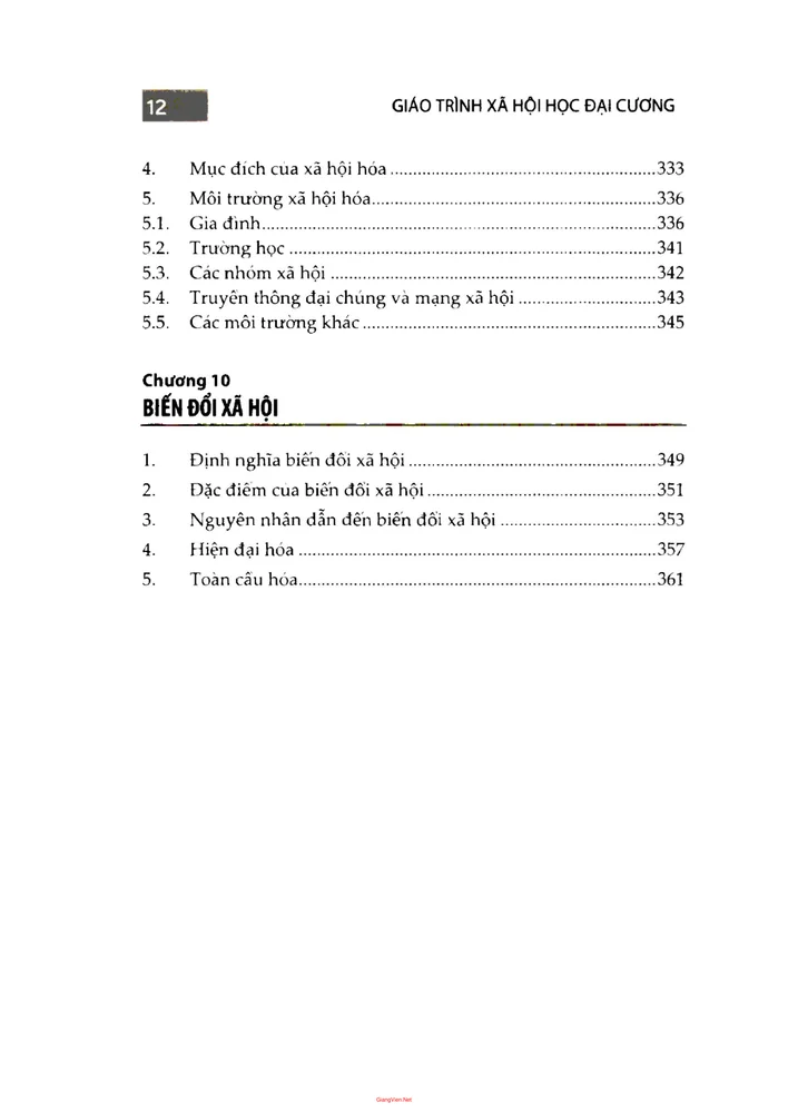 Mục lục chi tiết trang 5 sách Giáo trình Xã hội học đại cương (Đại học Quốc gia Hà Nội)