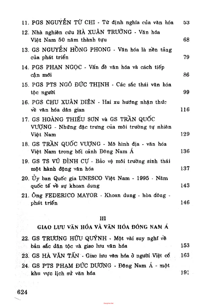 Mục lục chi tiết trang 1 sách Văn hóa học đại cương và cơ sở văn hóa Việt Nam