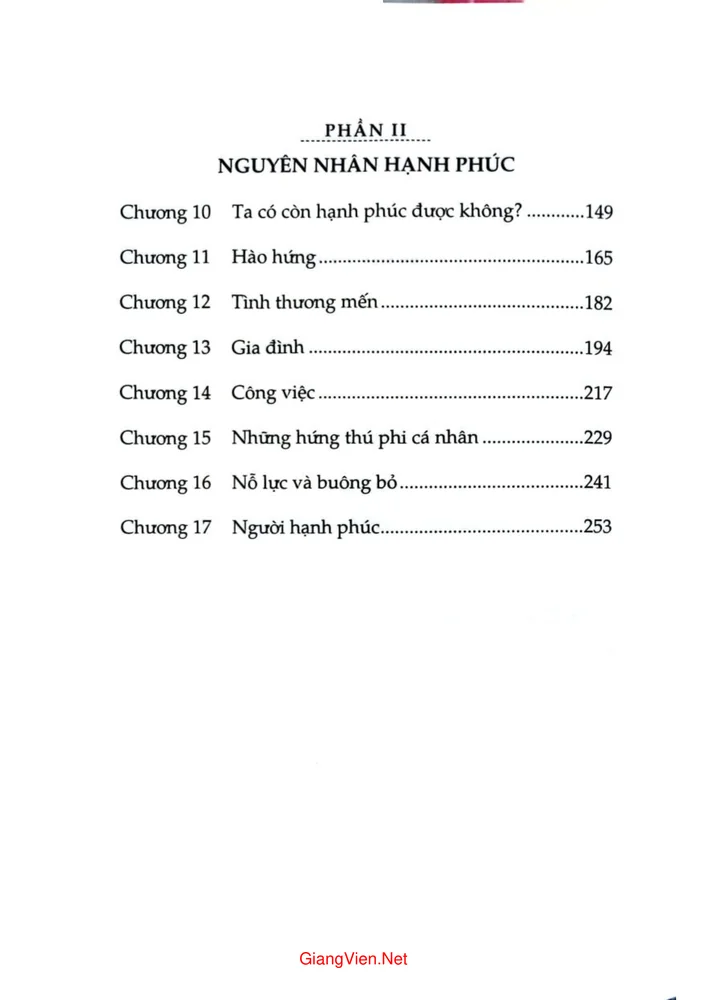 Mục lục chi tiết trang 1 sách Chinh phục hạnh phúc
