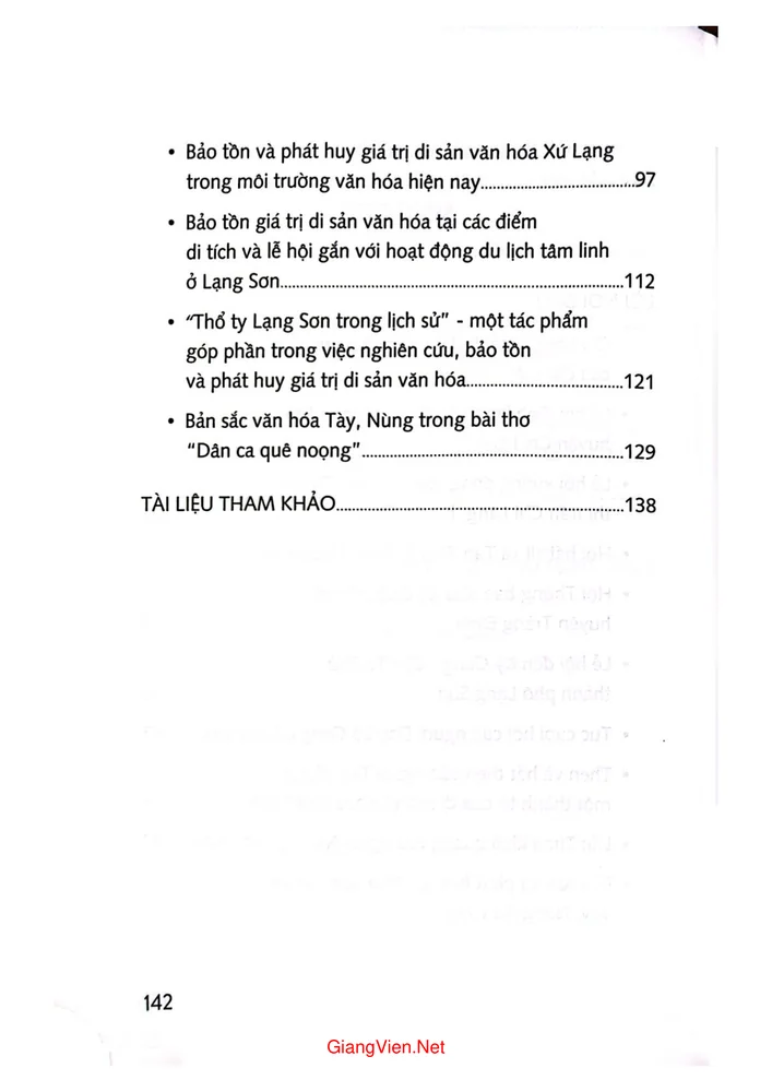 Mục lục chi tiết trang 1 sách Hồn quê xứ Lạng