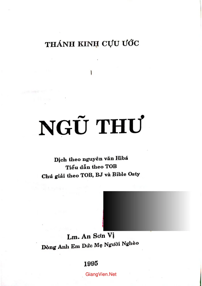 Ảnh bìa của Thánh Kinh Cựu ước (Ngũ thư)
