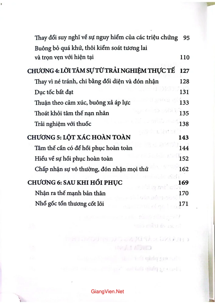 Mục lục chi tiết trang 1 sách Hành trình chữa lành